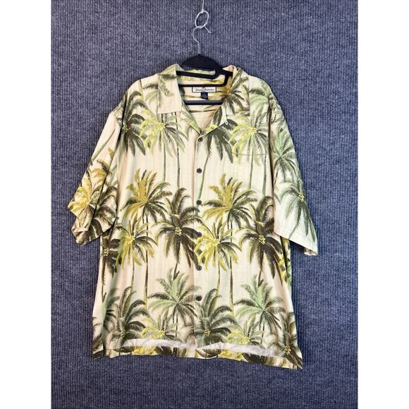 Tommy Bahama Mens Button Up Hawaiian Shirt XL Silk Palm Tree Print Loop Collar - Picture 1 of 8